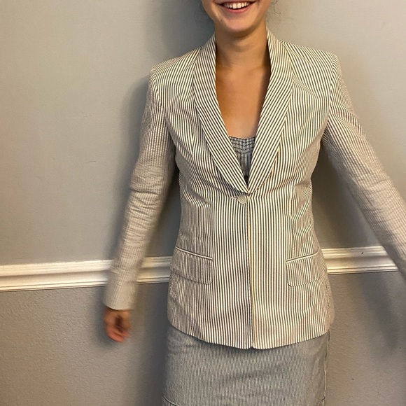 Bespoke Grey and White Seersucker Jacket - Picture 1 of 13